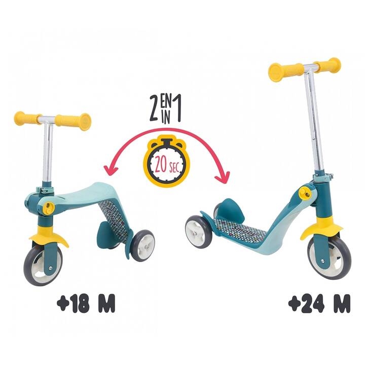 SMOBY INTERACTIVE Scooter Reversible 2 in 1 (Gelb, Blau)