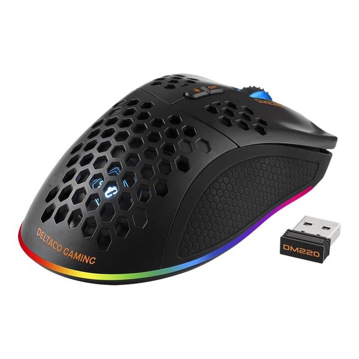 DELTACO DM220 Lightweight RGB Maus (Kabel und Kabellos, Gaming)