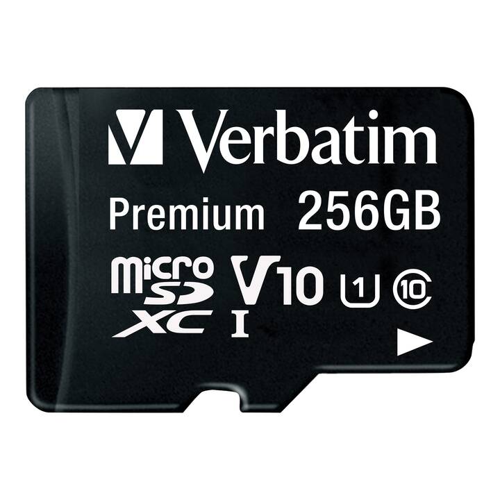 VERBATIM Micro SDXC UHS-I Premium Micro SDXC (UHS-I Class 1, Class 10, 256 Go, 90 Mo/s)