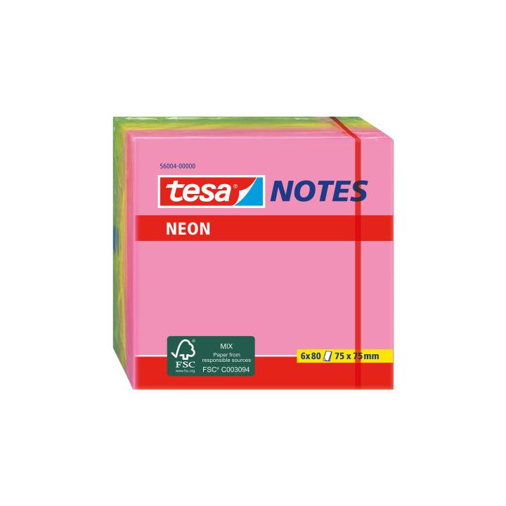 TESA Notes autocollantes (6 x 80 feuille, Multicolore)