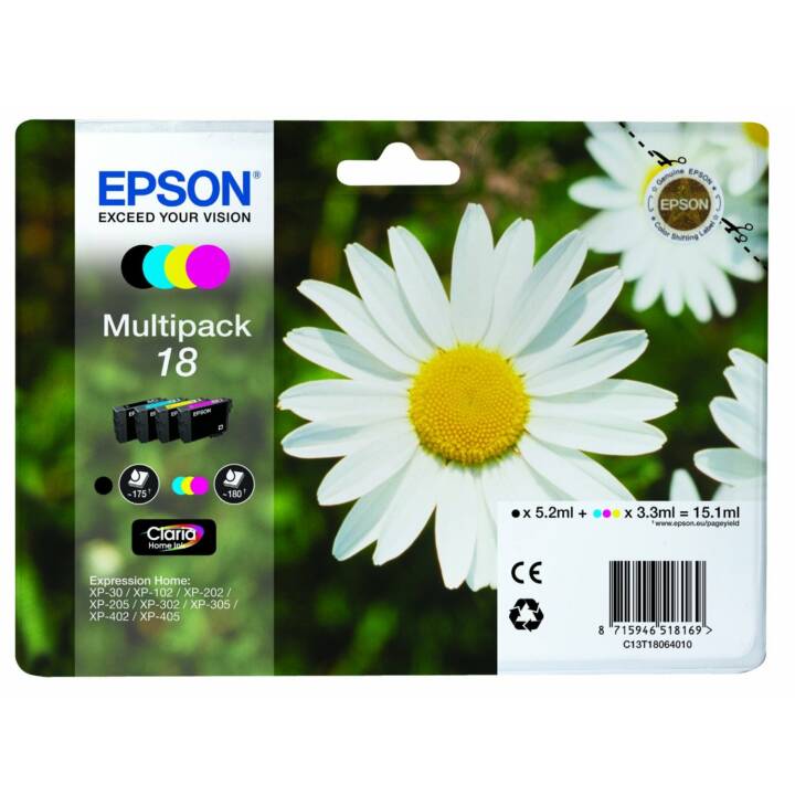 EPSON T18064012 (Gelb, Schwarz, Magenta, Cyan, Multipack)