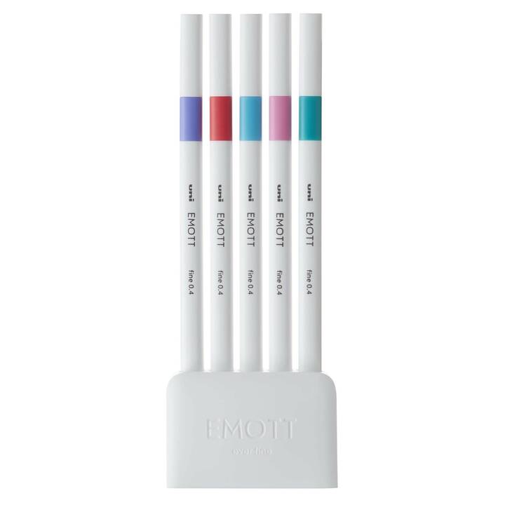 UNI Emott Candy Pop Crayon feutre (Pink, Bleu, Mauve, Turquoise, Rouge, 5 pièce)