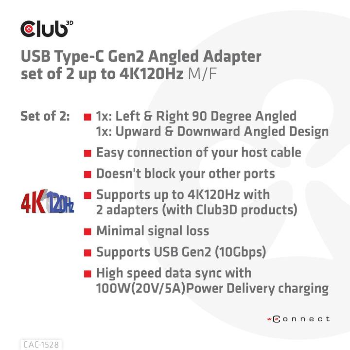 CLUB 3D Adaptateur (USB-C fiche, USB-C prise)