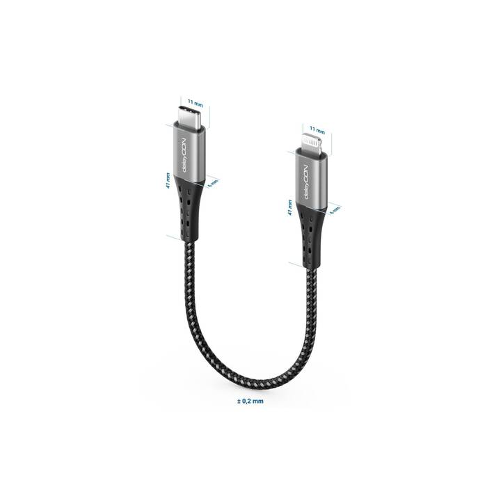DELEYCON Câble (USB-C, Lightning, 0.15 m)