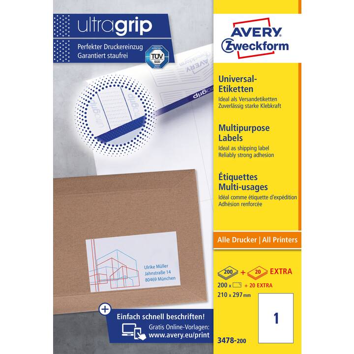 AVERY ZWECKFORM 3478-200 ultragrip (297 x 210 mm)