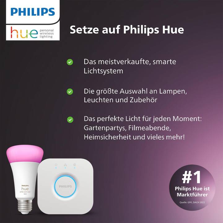PHILIPS HUE LED Birne Secure Sensors Bundle (E27, ZigBee, WLAN, Bluetooth, 9 W)