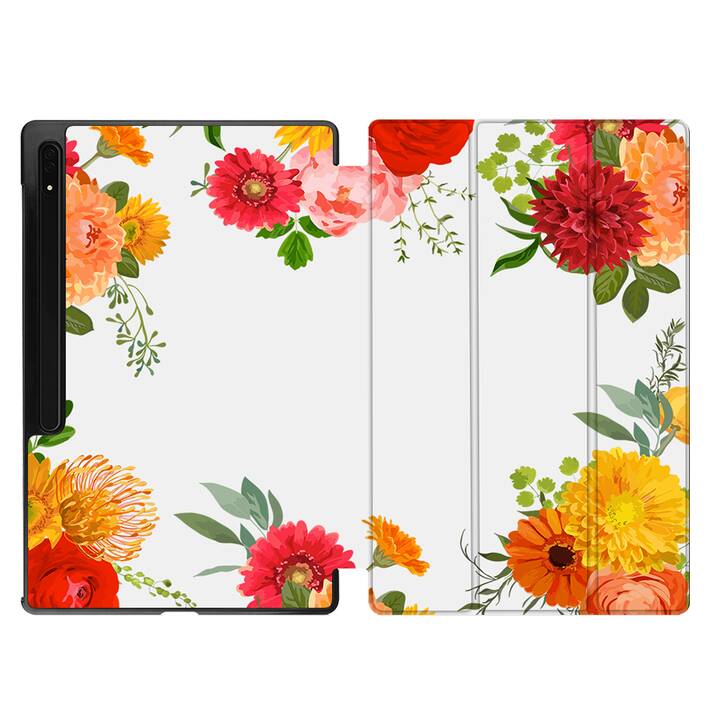 EG coque pour Samsung Galaxy Tab S8 Ultra 14.6" (2022) - Orange - Fleur