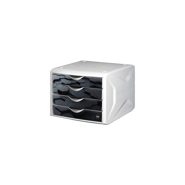 HELIT Büroschubladenbox Chameleon (A4, 26.0 cm  x 33.0 cm  x 21.2 cm, Schwarz, Weiss)