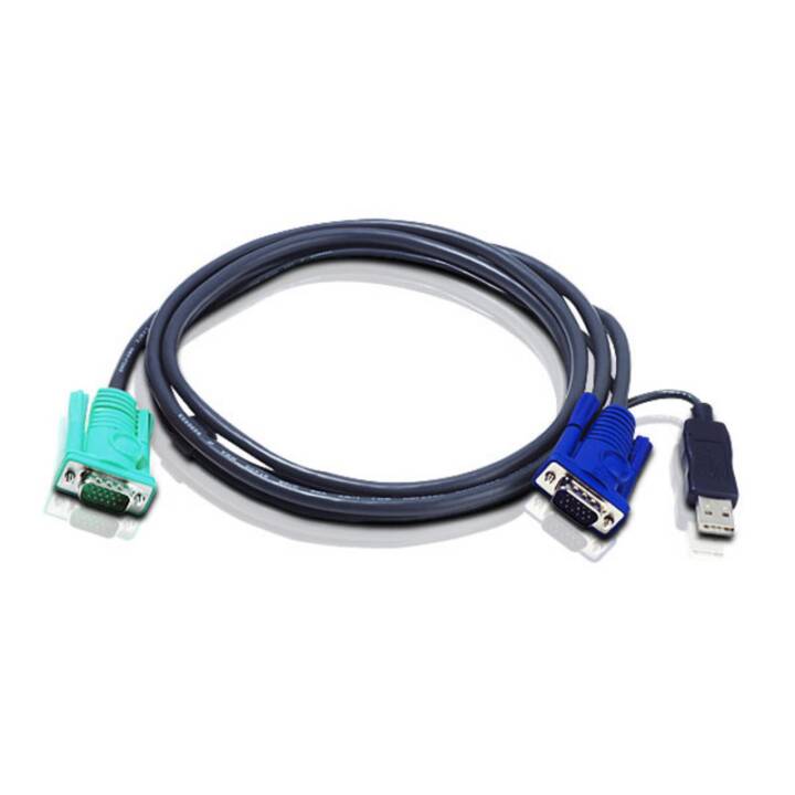 ATEN Câble de connexion (15 Pin, USB 2.0, VGA, 1.2 m)