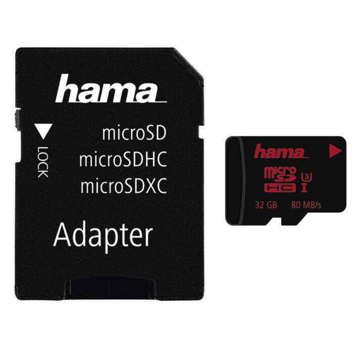 HAMA MicroSDHC 00123981 (UHS-I Class 3, 32 Go, 80 Mo/s)