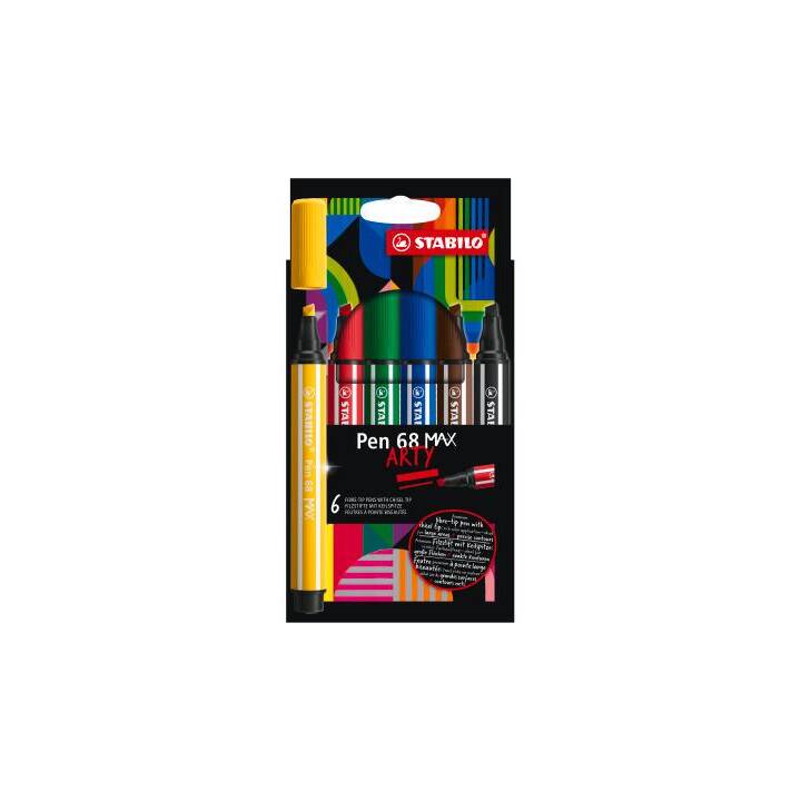 STABILO 68 MAX Arty Crayon feutre (Jaune, Noir, Vert, Bleu, Rouge, Brun, 1 pièce)