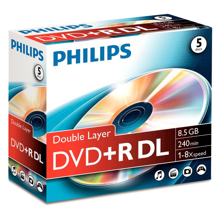 PHILIPS DVD+R DR8S8J05C/00 Jewel Case (8.5 GB)