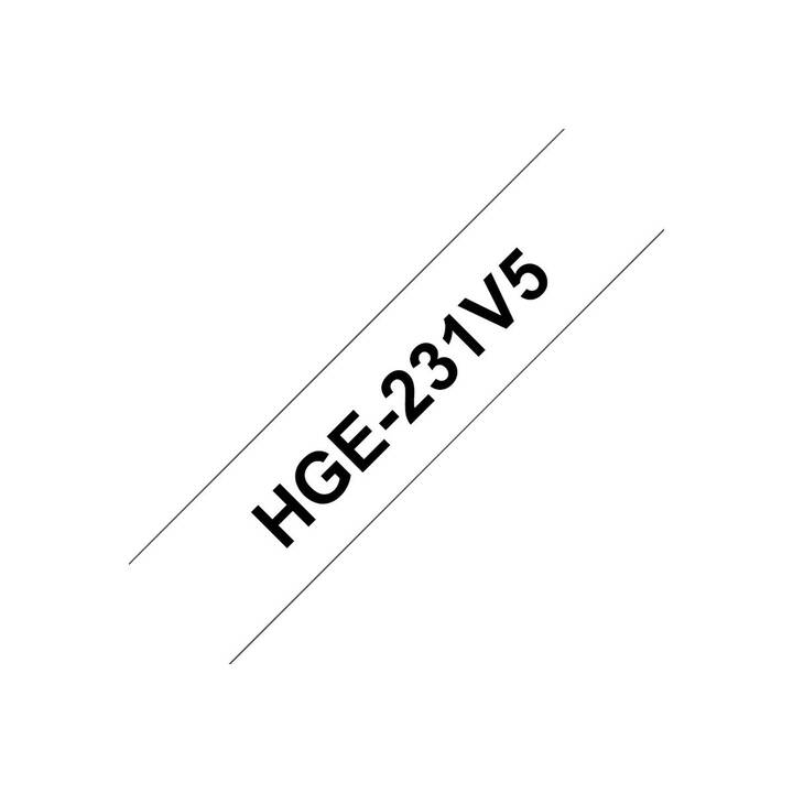 BROTHER HGE-231V5 Schriftband (Schwarz / Weiss, 12 mm)