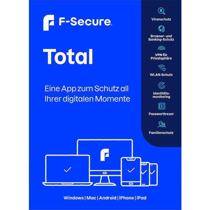 F-SECURE Total 12+3 (Licence, 7x, 15 Mois, Allemand, Italien, Français)