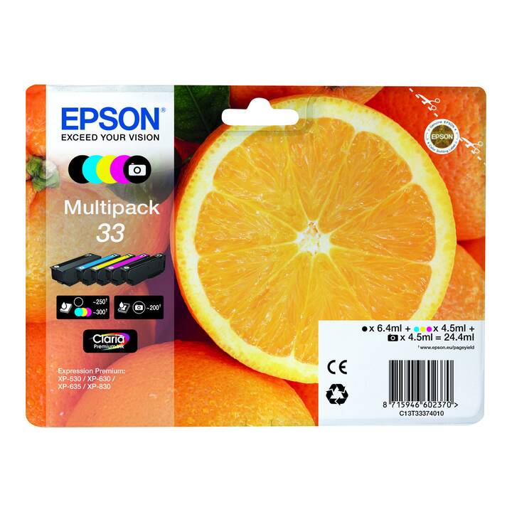 EPSON 33 (Gelb, Schwarz, Magenta, Cyan, Photo Schwarz, Multipack)