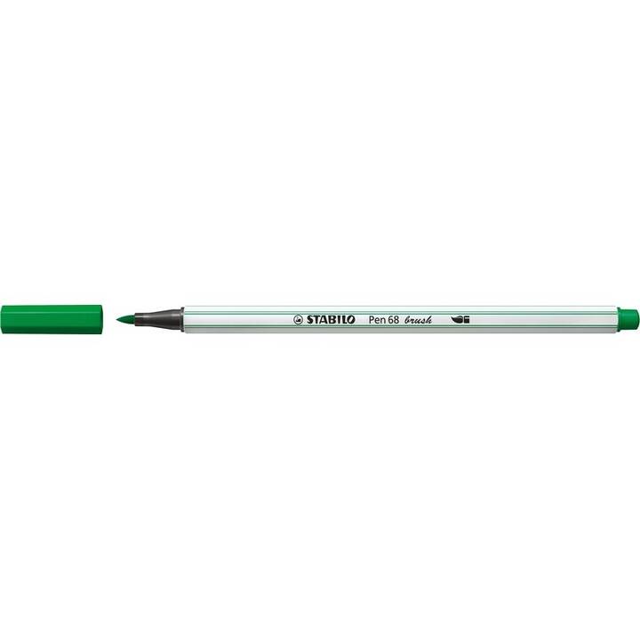 STABILO Pen 68 brush Filzstift (Grün, 1 Stück)