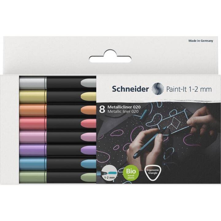 SCHNEIDER Crayon feutre (Argent, Pink, Doré, Bleu, Mauve, Vert, Cuivre, Rouge, 8 pièce)