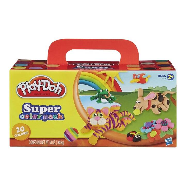 HASBRO INTERACTIVE Plastilina per bambini Super (20x, Marrone, Pink, Giallo, Blu, Viola, Arancione, Verde, Bianco, Nero, Rosso)