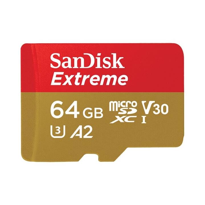 SANDISK MicroSD Extreme (UHS-I Class 3, Video Class 30, 64 GB, 160 MB/s)