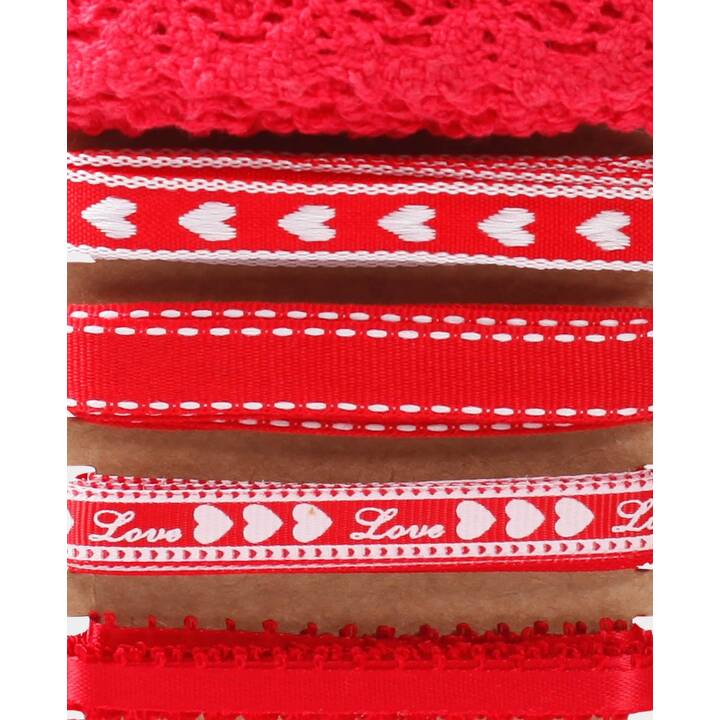 I AM CREATIVE Ruban textile (Rouge, 5 pièce x 2 m)