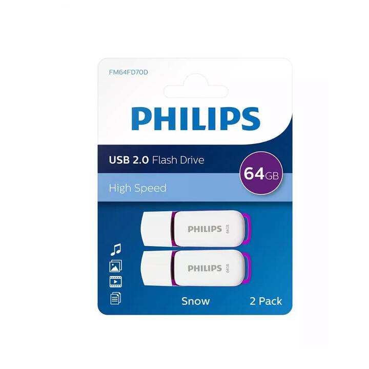 PHILIPS USB-Stick Snow Duo (64 GB, USB 2.0 Typ-A)