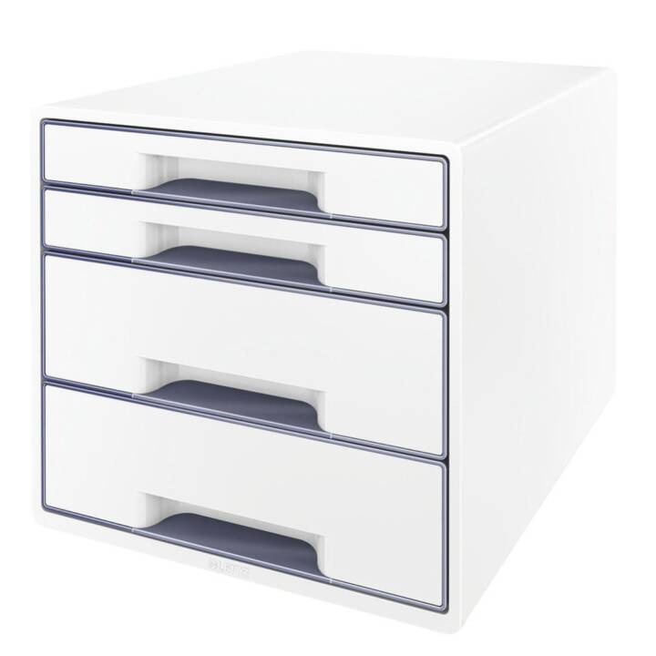 LEITZ Boite à tiroirs de bureau Wow Cube (A4, 28.7 cm  x 27 cm  x 36.3 cm, Blanc)