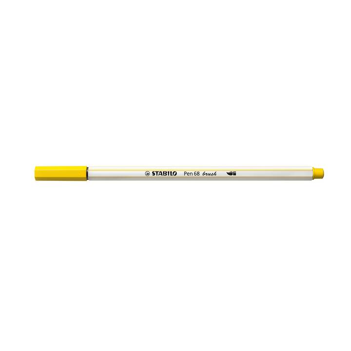 STABILO Pen 68 brush Filzstift (Gelb, 1 Stück)