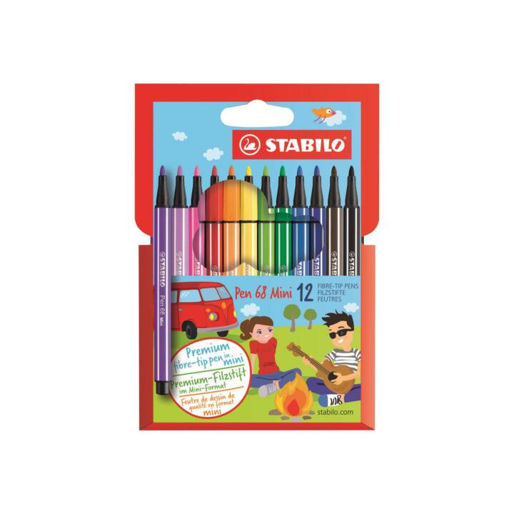 STABILO Crayon feutre (Brun, Pink, Jaune, Bleu, Mauve, Orange, Vert, Noir, Rouge, 12 pièce)