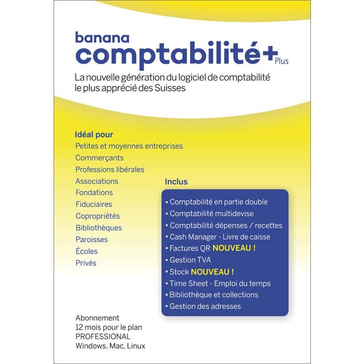 BANANA Comptabilité Plus - Professional (Abo, 1 Jahr, Französisch)