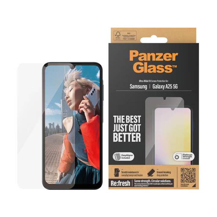 PANZERGLASS Verre de protection d'écran Ultra Wide Fit (Galaxy A25 5G, 1 pièce)