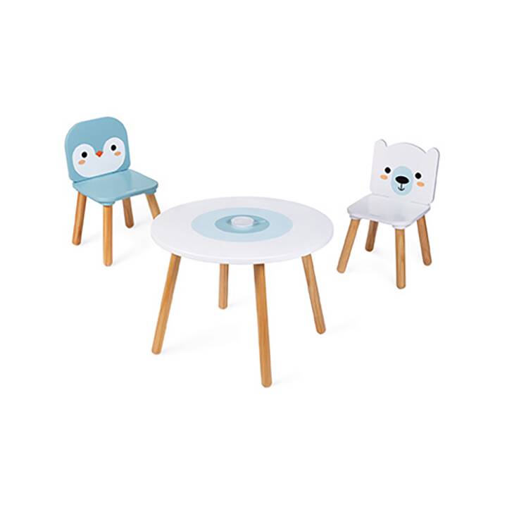 JANOD Set di tavoli e sedie per bambini (Natura, Giallo, Bianco)