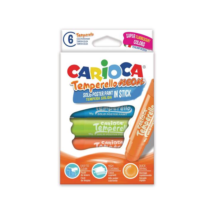 CARIOCA Crayons de couleur aquarellables Temperello Neon (Multicolore, 6 pièce)