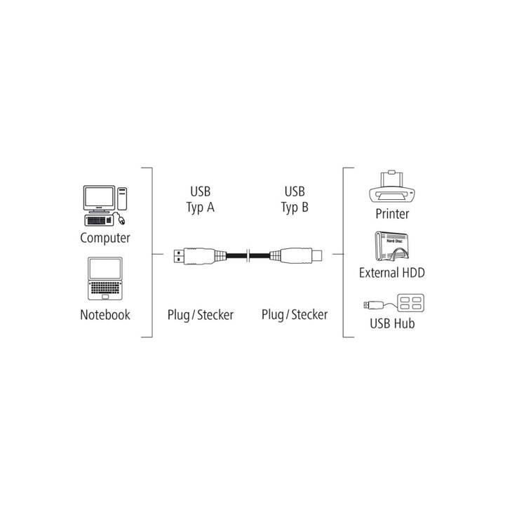 HAMA Câble (USB A, USB Typ-B, USB 2.0, 3 m)