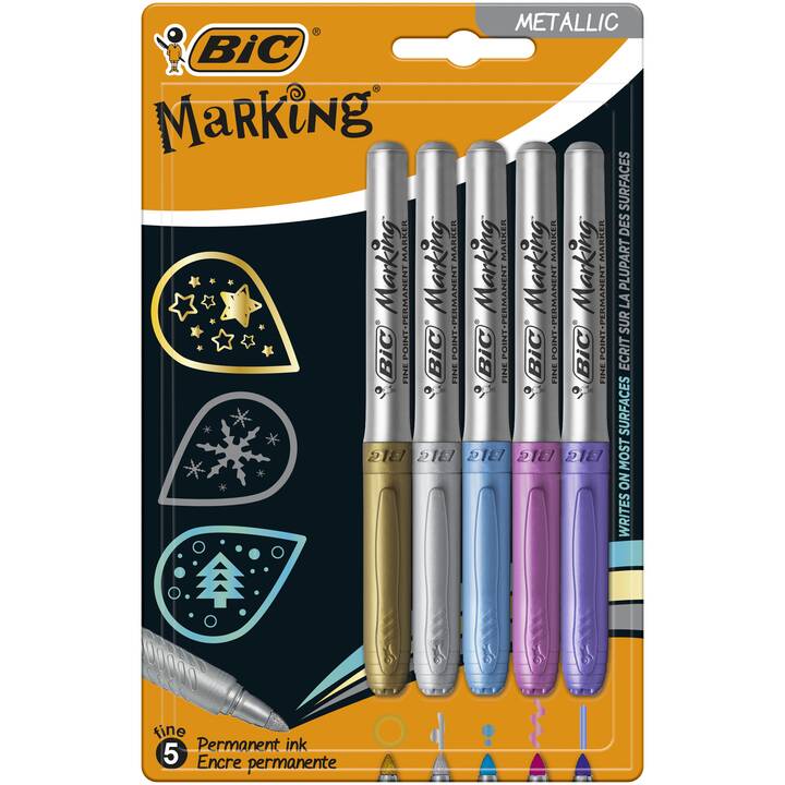 BIC Permanent Marker Metallic Ink (Mehrfarbig, 5 Stück)