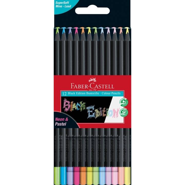FABER-CASTELL Crayons de couleur Black Edition (12 pièce)