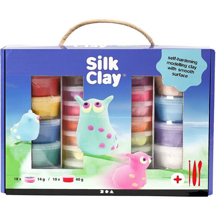 CREATIV COMPANY Pâte à modeler Silk Clay Set (650 g, Multicolore)