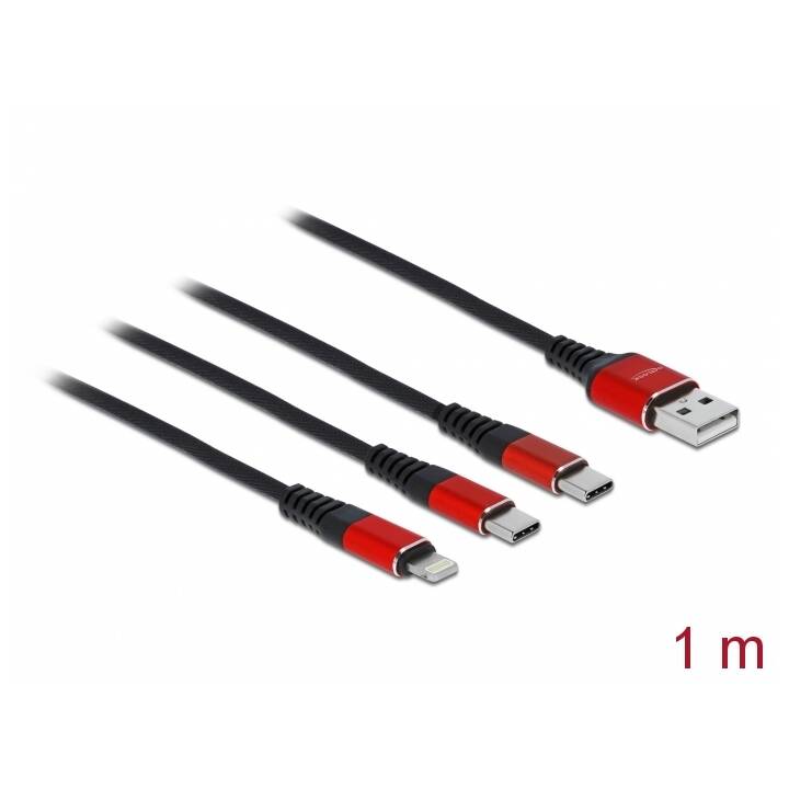 DELOCK USB-Kabel (USB 2.0 Typ-A, USB Typ-C, Lightning, 1 m)
