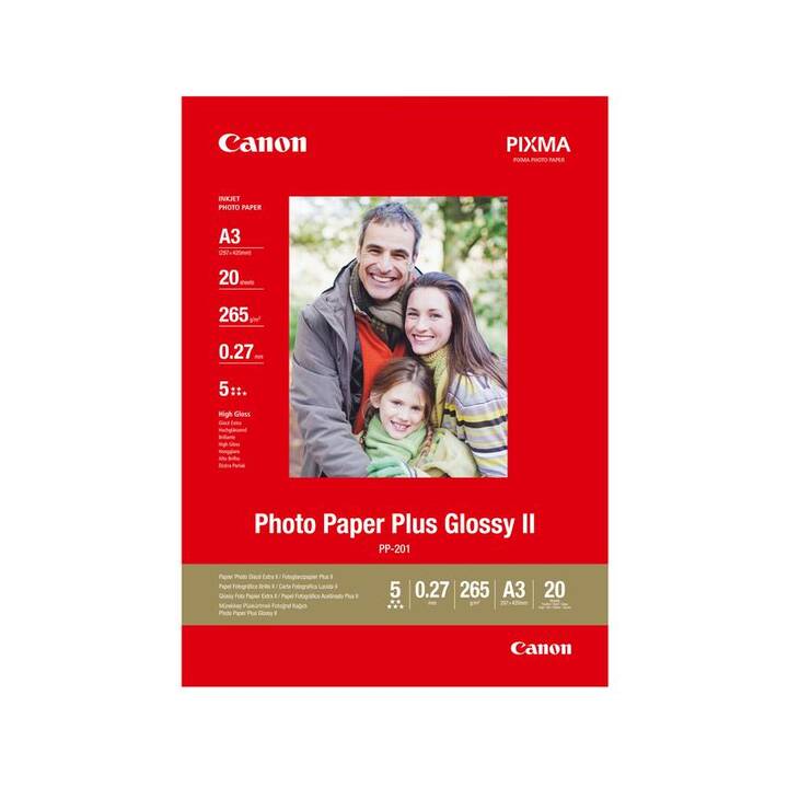 CANON Plus Glossy II PP-201 Papier photo (20 x 20 feuille, A3, 265 g/m2)