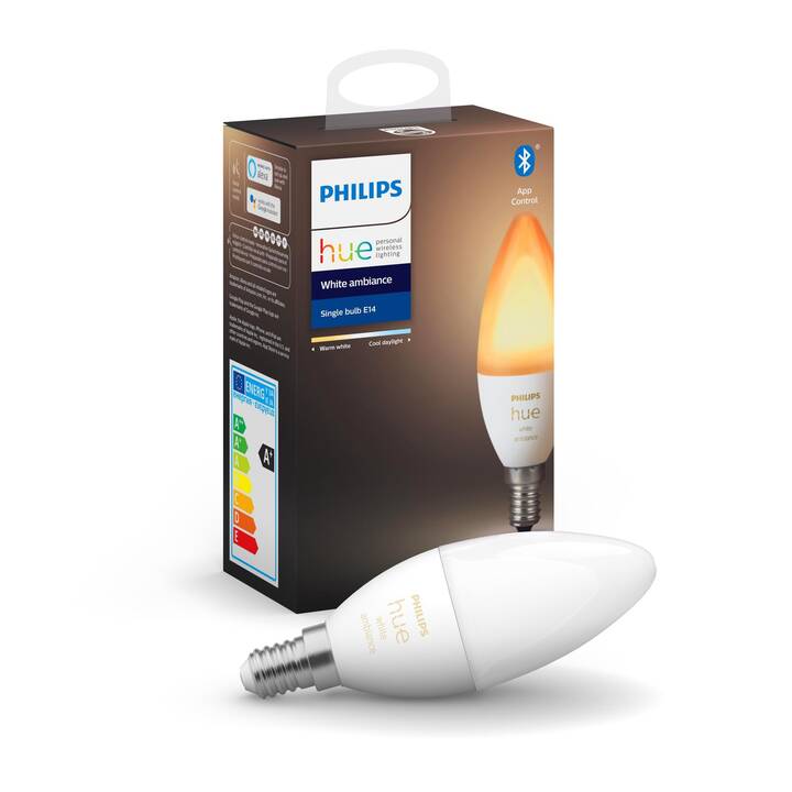 PHILIPS HUE Lampadina LED White Ambiance (E14, Bluetooth, 5.2 W)