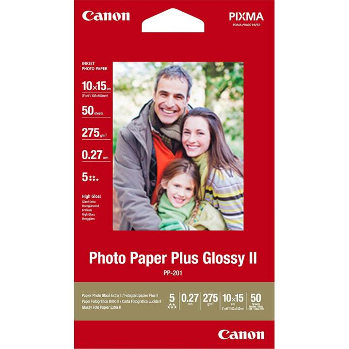 CANON PP-201 Glossy II Fotopapier (50 Blatt, 100 x 150 mm, 275 g/m2)