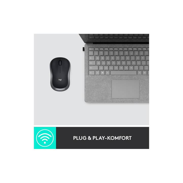 LOGITECH M185 Maus (Kabellos, Office, Schwarz, Anthrazit
