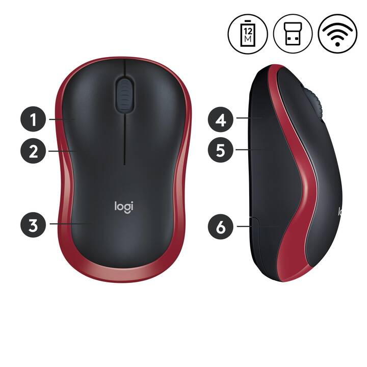 LOGITECH M185 Maus (Kabellos, Office)