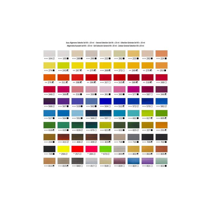 AMSTERDAM Couleur acrylique Set (90 x 20 ml, Multicolore)