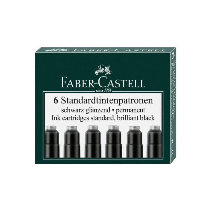 FABER-CASTELL Cartouches d'encre (Noir, 6 pièce)