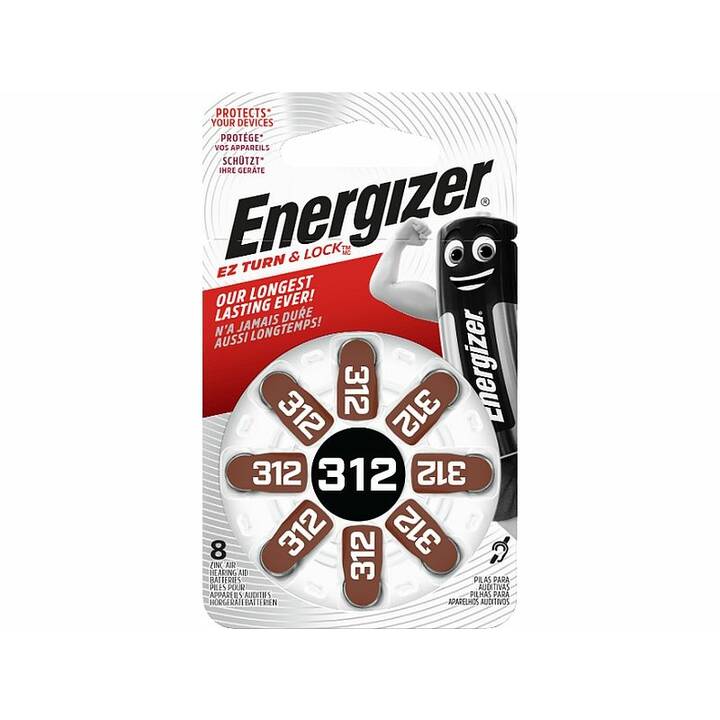 ENERGIZER EZ Turn & Lock 312 Batterie (PR41 / 312 / braun, Hörgerät, 8 Stück)