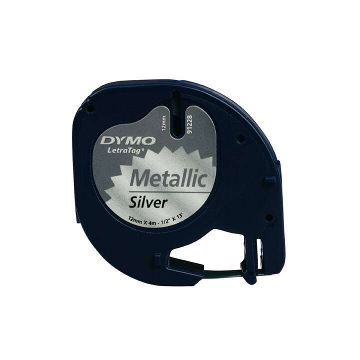 DYMO LT Metallic Nastro delle scritture (Nero / Argento metallizzato, 12 mm)