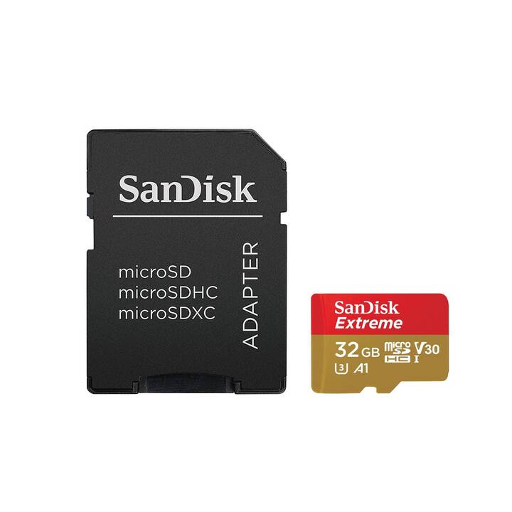 SANDISK MicroSD Extreme (UHS-I Class 3, A1, Video Class 30, 32 GB, 90 MB/s)