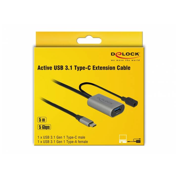 DELOCK USB-Kabel (USB-C, USB Typ-A, 5 m)