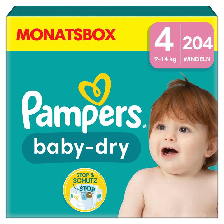 PAMPERS Baby-Dry 4 (Monatsbox, 204 Stück)