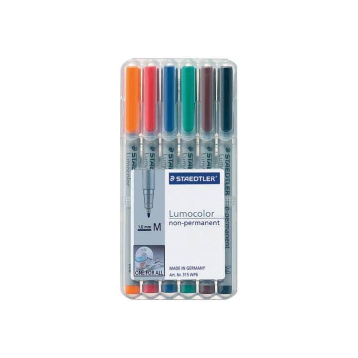 STAEDTLER Surligneur Lumocolor (Orange, Brun, Bleu, Noir, Rouge, Vert, 6 pièce)
